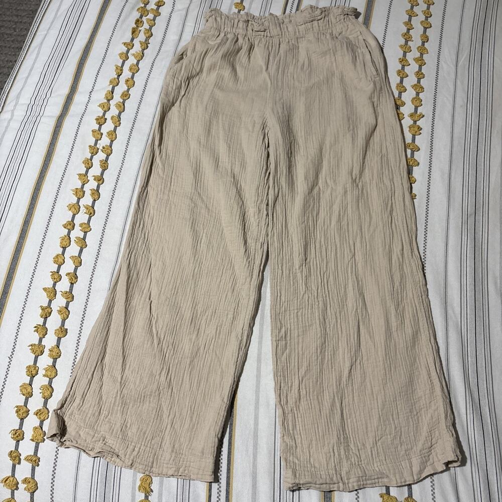 Gap M Gauze 100% Cotton Wide Leg Ruffle Waist Pants, Boho, Peasant, EUC